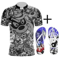 Kit Combo Camisa camiseta masculina Irmãos Metralha Favela manga curta dryfit  + Chinelo Da Quebrada