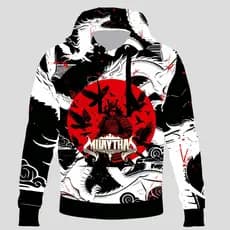 Moletom Muay Thai Blusa De Frio Agasalho Touca Bolsos Luta Esporte Flanelado Samurai