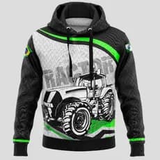 Moletom Blusa Masculina Agro Trator Fazenda Campo Country Agasalho Touca Bolso