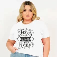 camisa branca Feliz Ano Novo 100% algodão Envio imediato