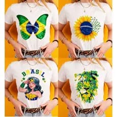 Camiseta tshirt Brasil copa do mundo hexa, patriota, borboleta, girassol, leão
