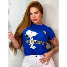 BLUSA FEMININA T-SHIRT VISCOLYCRA PLUS SIZE SNOOPY