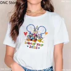 Recém Disney  2026 Ano Novo Viagem Família Férias Camiseta Roupas De Verão Fe
