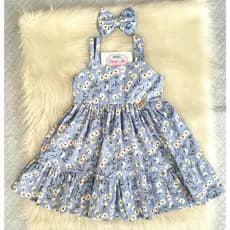 Vestido Bebe Infantil Menina Margarida Com Lacinho 1 ao 7 anos Algodão