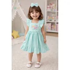 Vestido Menina Infantil Bordado Colorido Arco Iris Borboleta 3 Marias