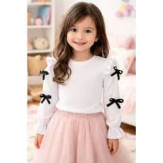 Blusa Infantil Menina Manga Longa com Laço Inverno Outono