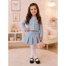 Conjunto Infantil  Tweed Short Saia Inverno 2 ao 10 anos