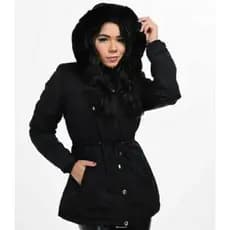 parka feminina toda forrada por dentro de pelinho com capus removível / tecido sarja , se ajusta pefeitamente no copro