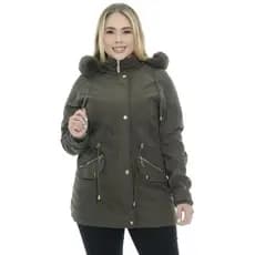 parka feminina Plus size em tecido sarja toda forrada por dentro de pelinho com capus removível