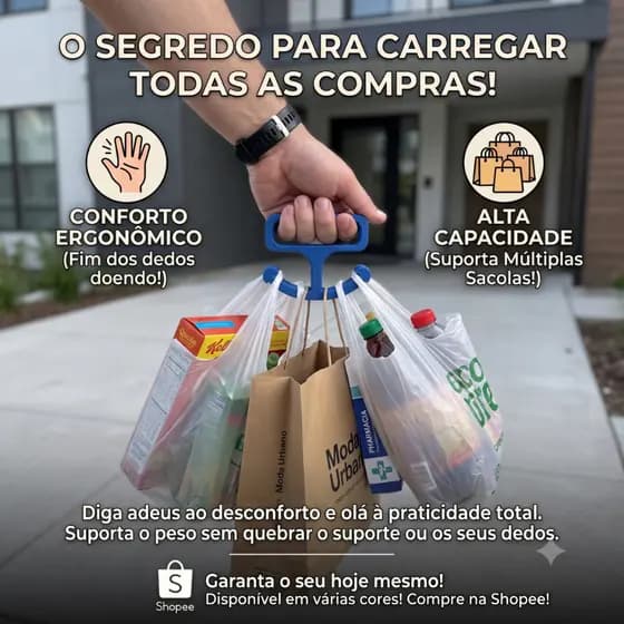 Carregador de Sacolas de supermercado de compras - Suporte de sacolas