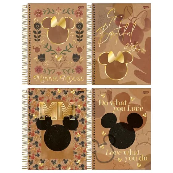 KIT 4 Caderno SORTIDO - Universitário Capa Dura 1 Matéria 80 Folhas Mickey e Minnie Arts Kraft Jandaia