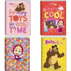 KIT SORTIDO com 5 Cadernos Masha e o Urso ORIGINAL GRANDE BROCHURA com 80 Folhas com Pauta
