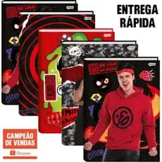 KIT SORTIDO 3 Cadernos Escolares Universitário Brochura ATENÇÃO PEQUENO 1/4 CAPA DURA Enaldinho 80 Folhas