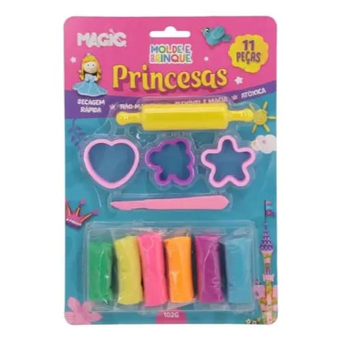 Kit de Massinha para Modelar com 11 Moldes e 6 Massinhas - VARIOS TEMAS
