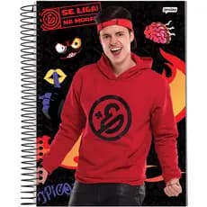 Caderno Escolar Universitário Espiral 10 Matérias 160 Folhas Enaldinho Youtuber - COM ADESIVO - ORIGINAL