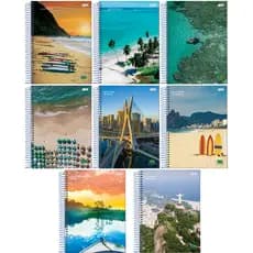 KIT 4 Caderno SORTIDO  - Espiral Universitário Capa Dura 10 Matérias 200 Folhas Brasilidade