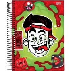 Caderno Escolar Universitário Espiral 10 Matérias 160 Folhas Enaldinho Youtuber COM ADESIVOS - ORIGINAL