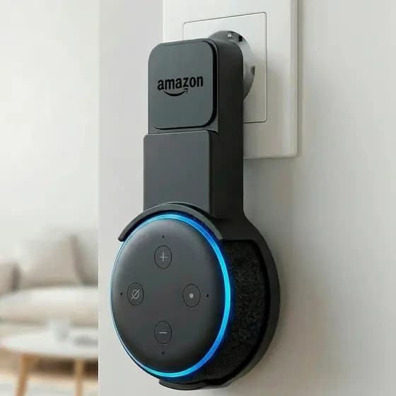 Suporte de Tomada para Alexa Echo Dot 3 | Instalação Fácil, Organizador de Cabos e Design Moderno Minimalista