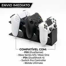 Suporte Triplo Universal Para Controle Ps5 Xbox Ps4 Switch Pro 8bitdo - Organizador Setup Gamer Minimalista