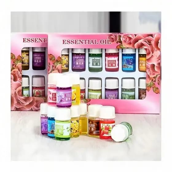 Kit C/12 De Óleos Essências Aromáticas Para Humidificador Difusor Com 12 Unidades
