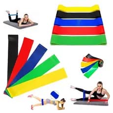 Kit 5 Faixas Elásticas Mini Band Treino Funcional Yoga Pilates Fisioterapia Academia Resistência Muscular Completo