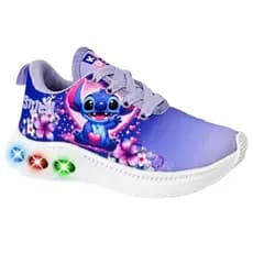 Kids Tênis Infantil Feminino Stitch Luz LED Leve Confortável