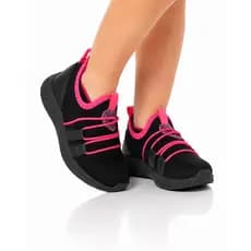 Tênis Infantil Menina Slip On Preto com Rosa Leve Confortável Casual Escolar Antiderrapante 22 ao 27