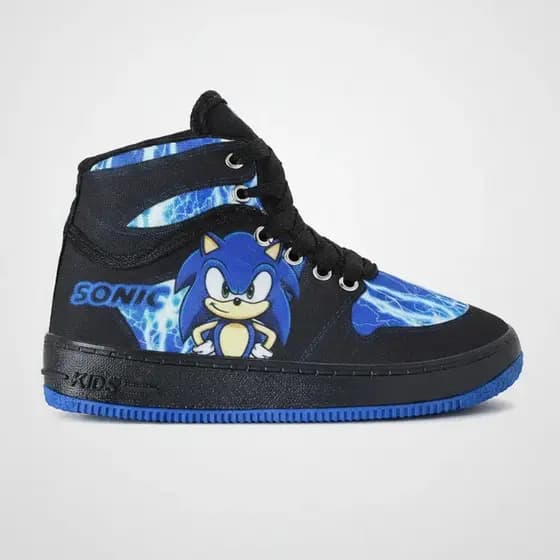 Tênis Infantil Sonic Cano Alto Menino Casual Confortável Antiderrapante