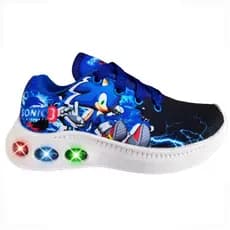 Tênis Infantil Sonic com LED Luzes Piscantes Menino Personagem Confortável Leve Escolar