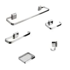 Kit Acessórios Para Banheiro Luxo 5 Peças Saboneteira Inox
