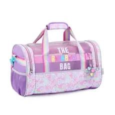 Sacola Grande Bag Viagem Academia com Divisórias Arco-Iris Organizadora Estilosa Lilás Rosa Passeio