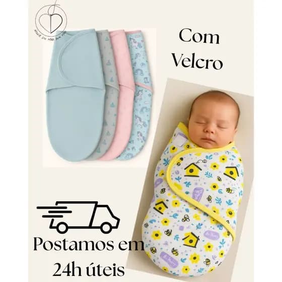Cueiro Charutinho Swaddle Me Para Bebe Ajustavel com Velcro