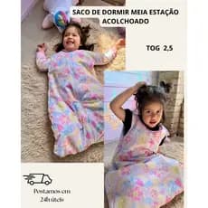 Saco de Dormir com zíper bebê até 18 meses COM e SEM mangas COM ENCHIMENTO EDREDOM 100%ALGODÃO VERÃO