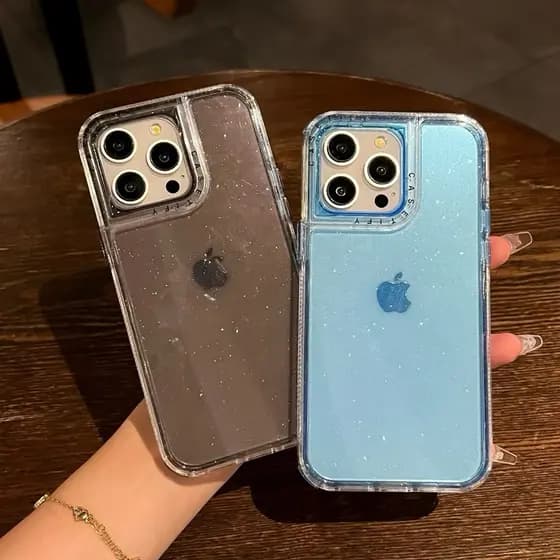 Capa de telefone de silicone transparente à prova de choque acrílico  iPhone 15 14 13 12 11.....