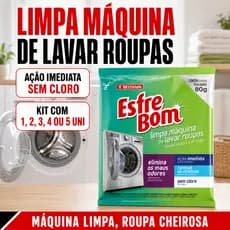Kit Limpa Máquina de Lavar Roupas EsfreBom Bettanin 80g 1 2 3 4 ou 5 Unidades Sem Cloro Limpador