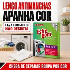 Kit Lenço Antimanchas EsfreBom Bettanin Apanha Cor Lava Roupa Branca e Colorida Junto Sem Desbotar