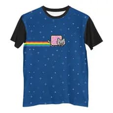 Br Camisa Camiseta Nyan Cat Pixel Rainbow Arcoiris G0590