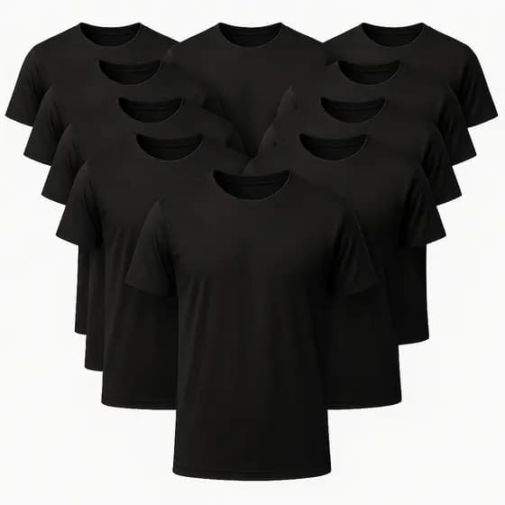 Kit com 5, 10 ou 20 Camisas Preta Dry fit Básica Unissex Adulto Infantil