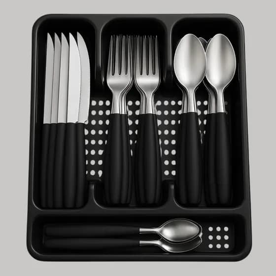 Faqueiro Jogo De Talheres Inox C/ Porta Talher Com 25 Peças
