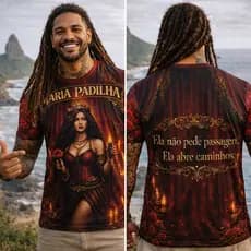 Camiseta Maria Padilha Estampa Exclusiva Camisa Estilo Místico e Urbano Unissex