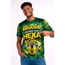 Camiseta Torcedor Brasil Camisa de Torcida Dryfit Premium Estampa Total