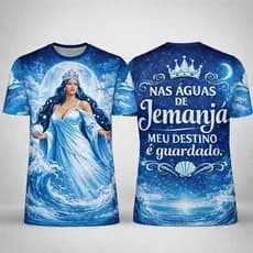 Camiseta Iemanjá Unissex Estampa Orixá Camisa Religiosa Afro Presente Oferenda