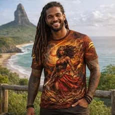 Camiseta Iansã Orixá Estampa Guerreira dos Ventos Camisa Moda Afro-Brasileira Unissex