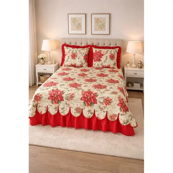 Colchas Luxo com Babado Matelassê Grosso com Porta Travesseiro