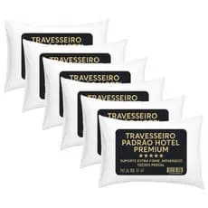 Kit 6 Travesseiro Padrão Hotel 300 Fios Antialérgico 50 x 70 cm Premium Fibra Siliconada Descanso Luxo