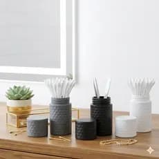 Porta Cotonete Pinça sobrancelhas Organizador de Banheiro Moderno Design Exclusivo e Resistente
