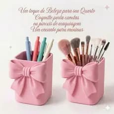 Organizador coquette para pinceis de maquiagem porta canetas quarto meninas