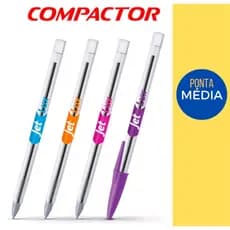 Caneta Compactor Esferográfica Jet Lux Colorida - Kit Com 4
