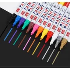 12 Canetas Paint Reparadora Pintura Automotiva Permanente Tira Riscos Carro Moto Retoque de Placa Tênis Pneus