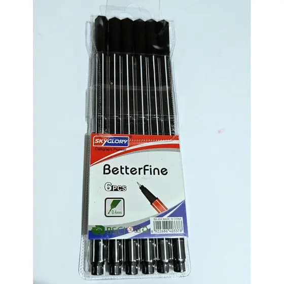 6 Canetas Ponta Fina 0.4mm Cores Pretas hidrográfica Ponta Porosa
